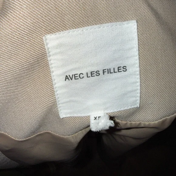Avec Les Filles Beige Sleeveless Blazer Vest Tailored Minimalist Chic XS - Picture 2 of 6